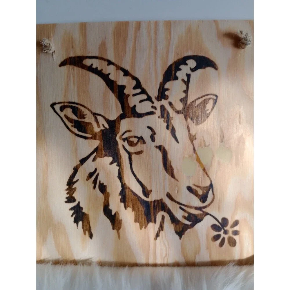 Handmade Ram Home Decor Wood Burnished 12 X 12